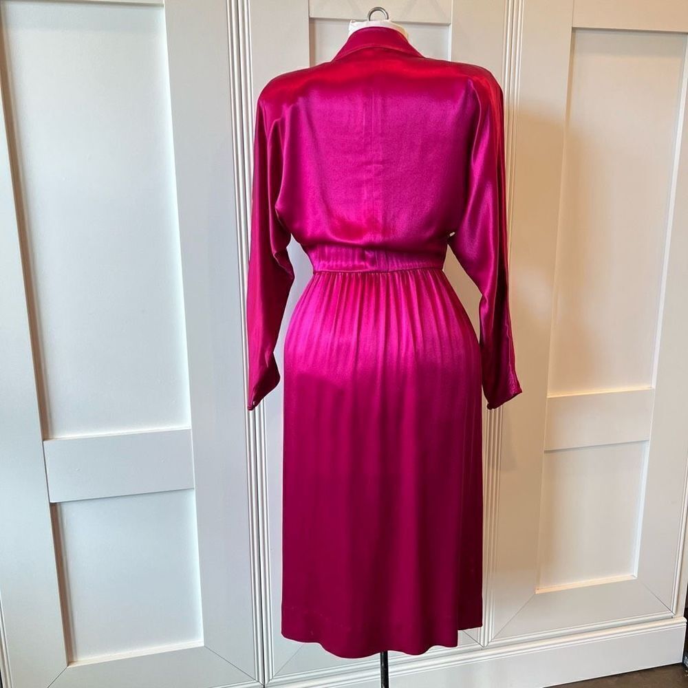 Vintage 80s Union Made Albert Nipon Silk Magenta … - image 7